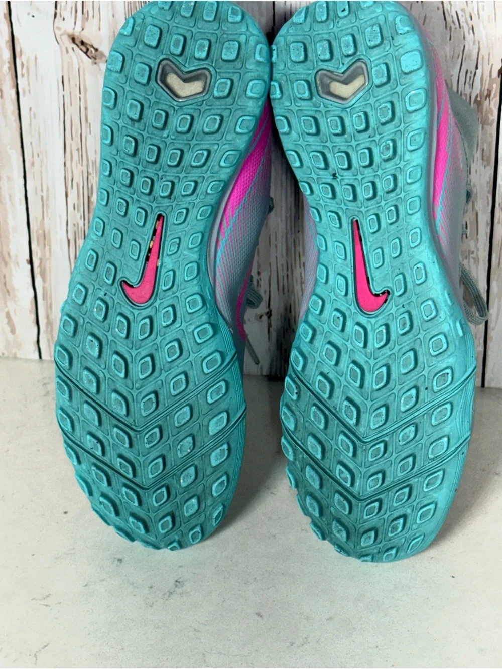 Nike Kids Gray & Pink Turf Soccer Sneakers
